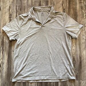 H&M Polo Shirt XL Gray Slim Fit Short Sleeve Casual Collared Cotton Blend Top